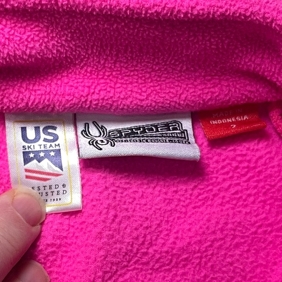 Spyder girls Sz 2 pink w/black zipper 1/4 zip fleece - Picture 6 of 6